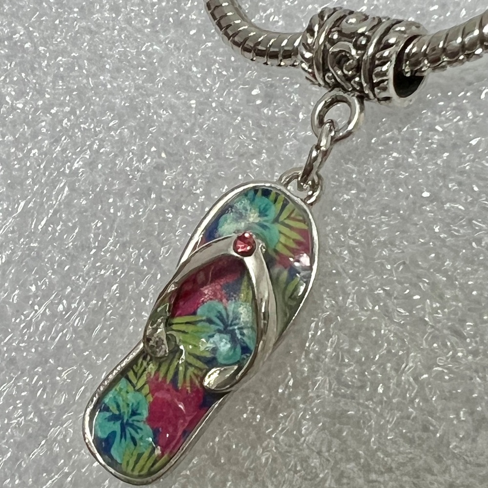 “FLIP-FLOPS” Dangling Charm Bead For European Style Charm Bracelet or Necklace